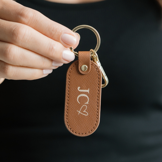 Oval Keyring - Saddle Brown