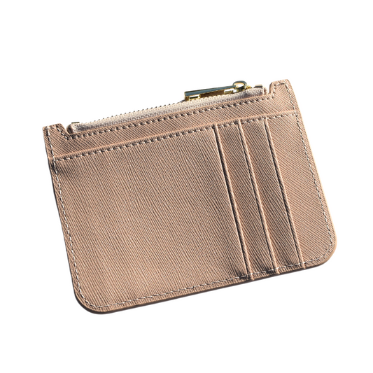 Card Holder With Zipper - Taupe