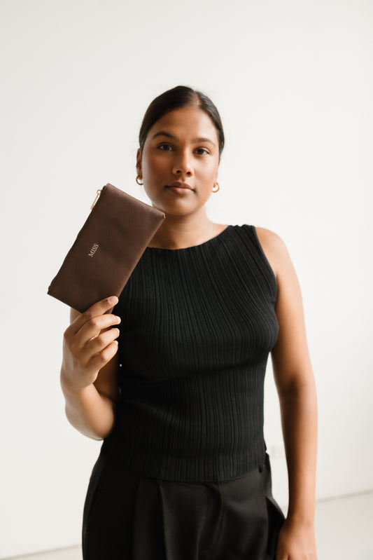 Pencil Case With Zip - Mocha