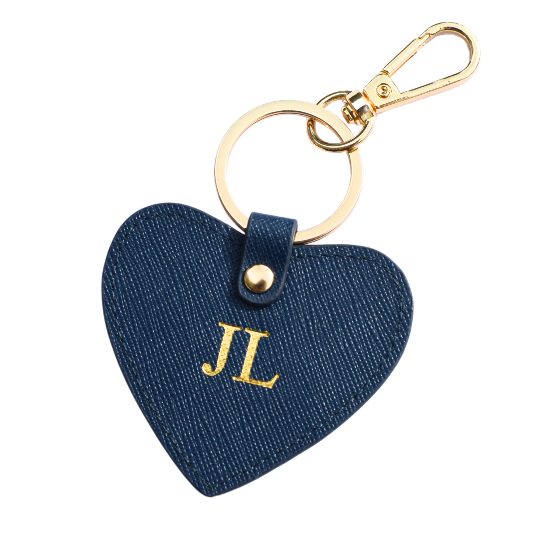 Heart Keyring Navy – Hugh and Hyde Personalised Leather
