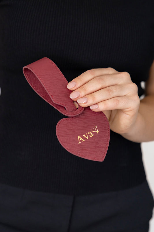 Heart Luggage Tag - Burgundy Red