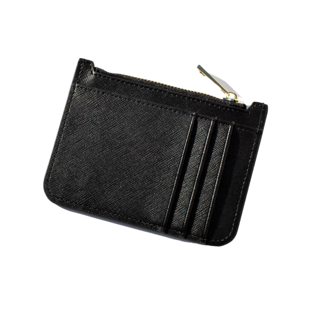 Card Holder With Zipper - Black