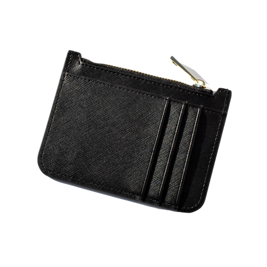 Card Holder With Zipper - Black