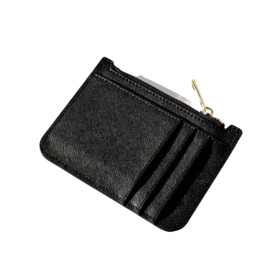 Card Holder With Zipper - Black