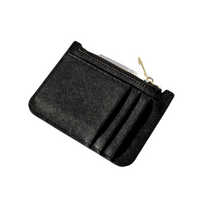 Card Holder With Zipper - Black