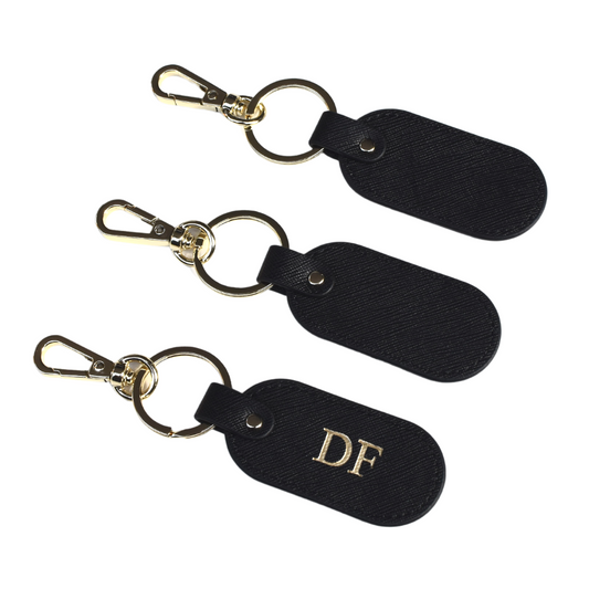 Three Keyring Set - Oval, Black