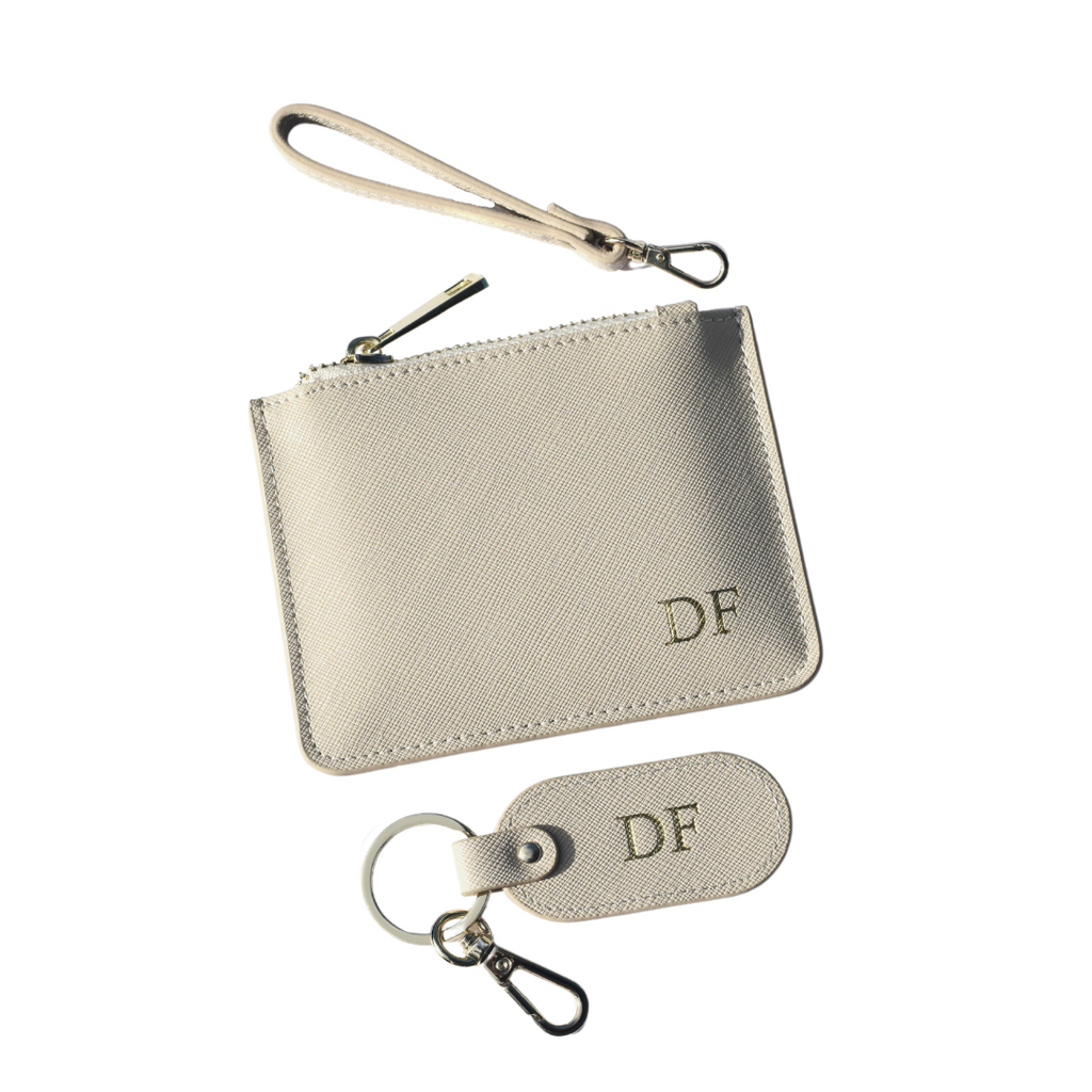 Mini Pouch and Oval Keyring Set - Ivory