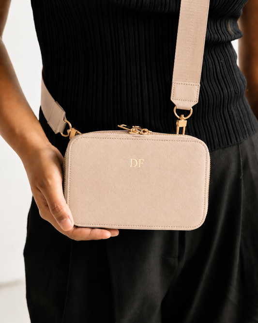Crossbody Bag (Webbed Strap) - Taupe