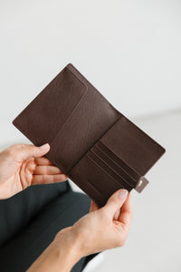 Passport Holder With Strap - Mocha