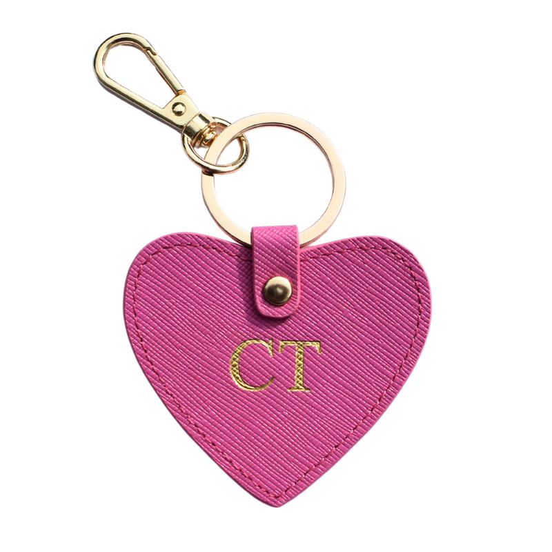 Pink Heart Key Rings Heart Keyring - Hot Pink