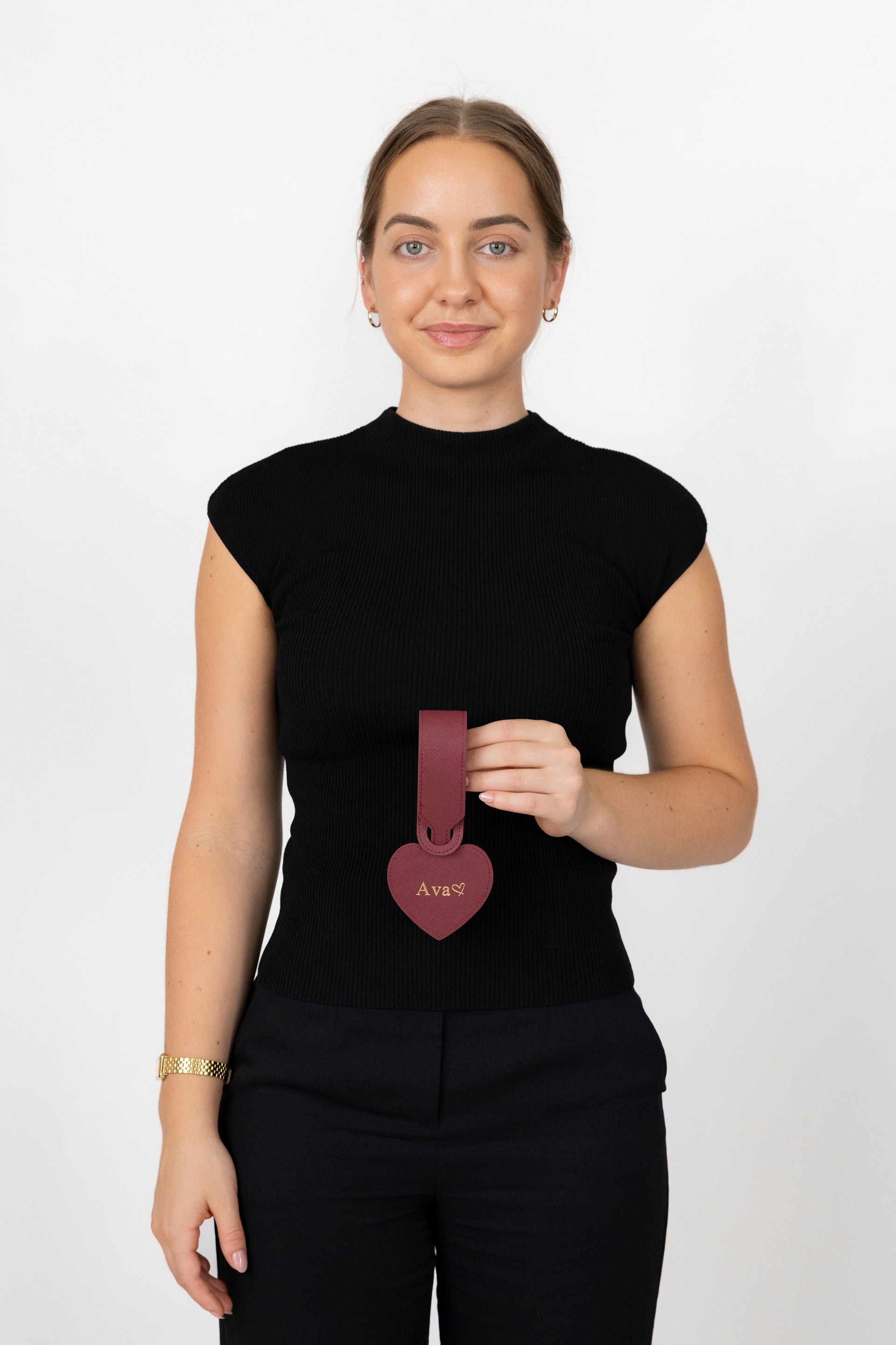 Heart Luggage Tag - Burgundy Red