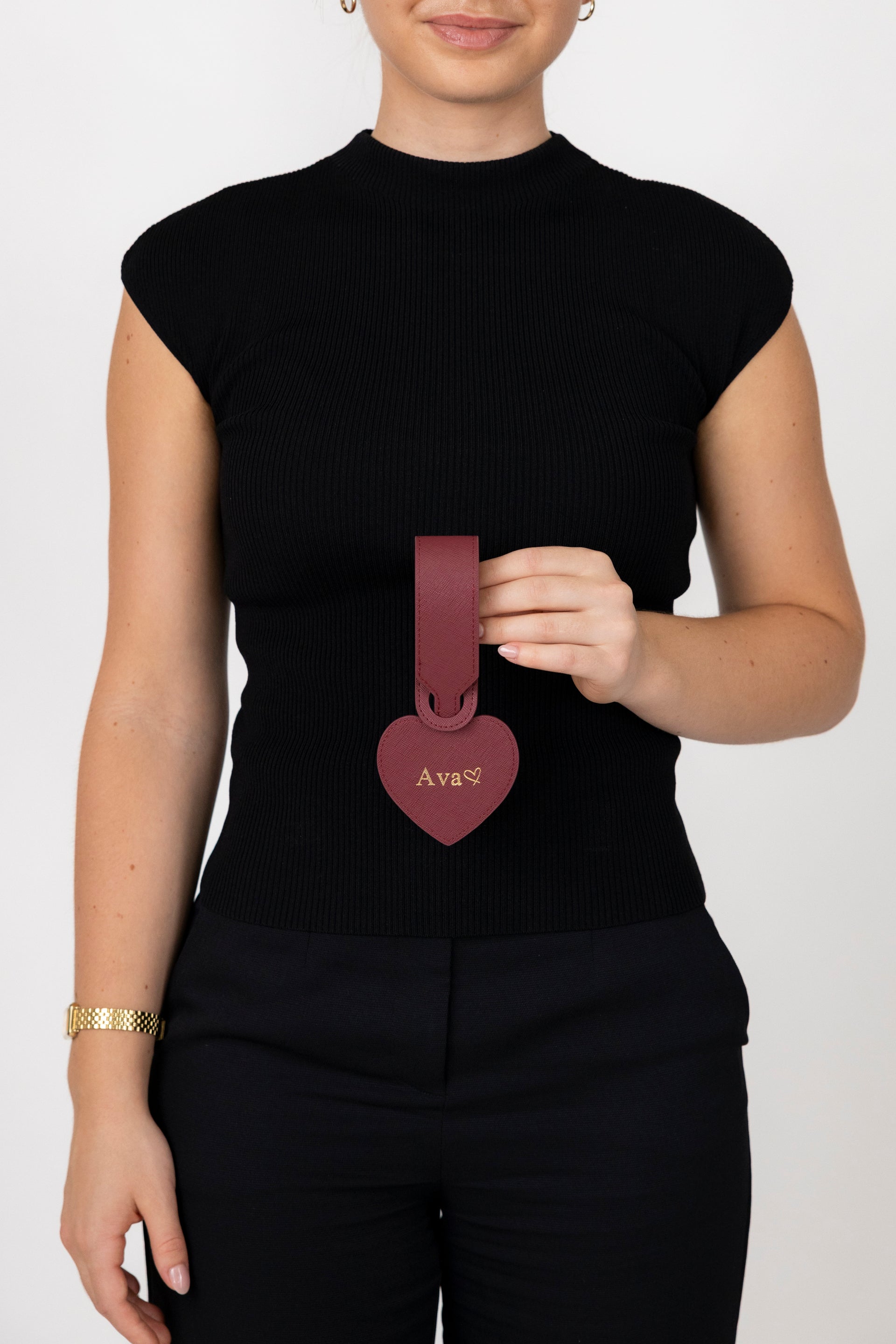 Heart Luggage Tag - Burgundy Red