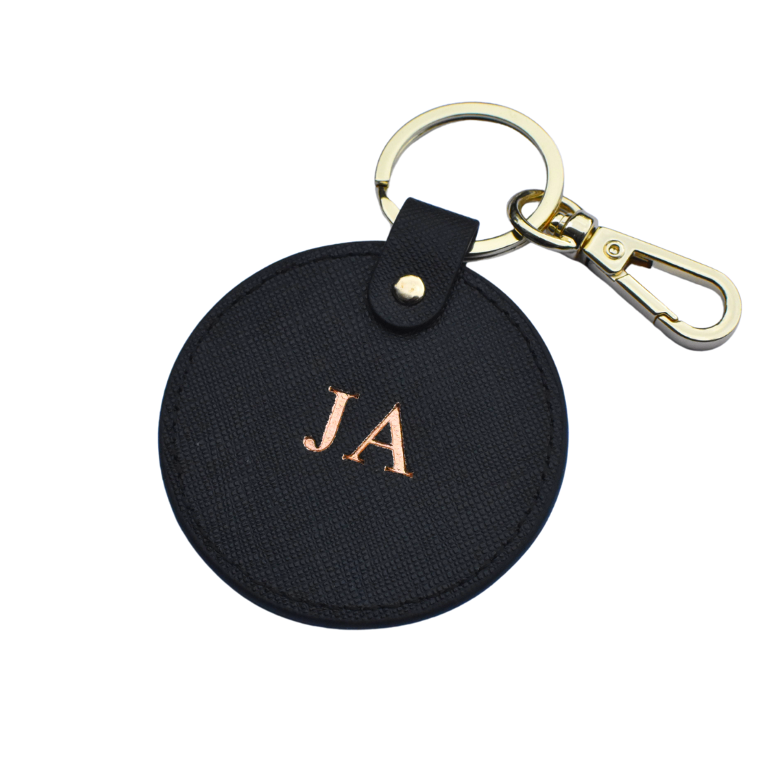 Circle Keyring - Black – Hugh and Hyde - Personalised Leather Accessories
